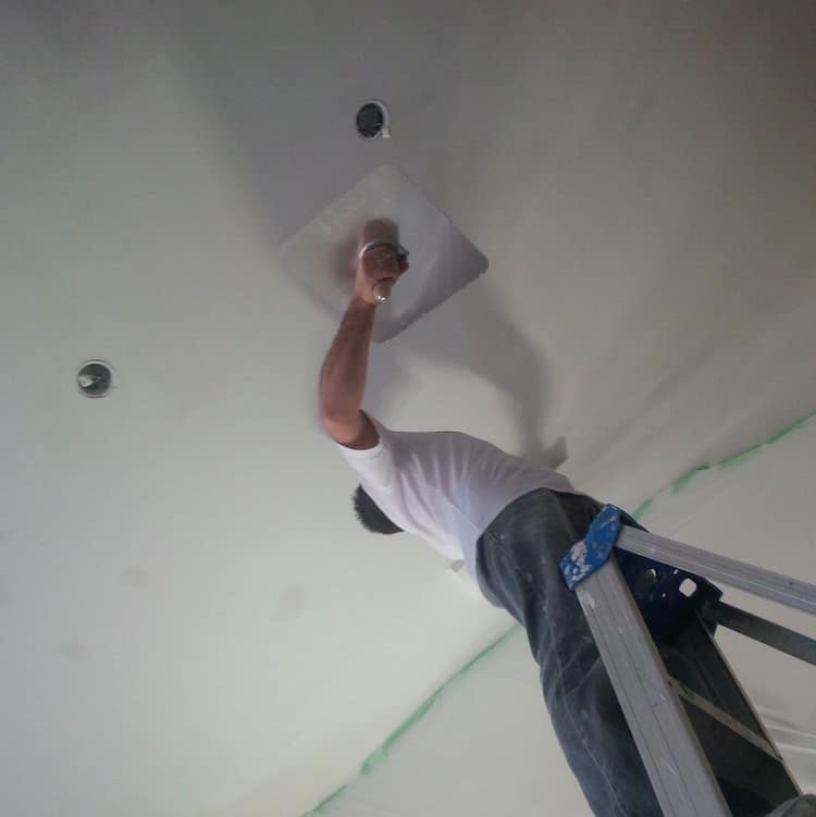 Ceiling repair in action in Milton